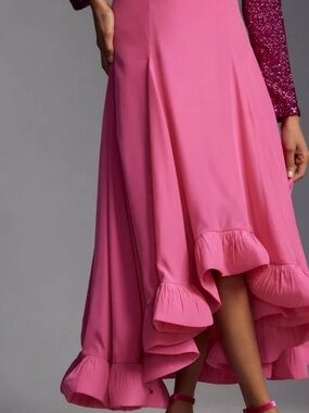 Mare Mare x Anthropologie Pink Ruffle High Low Skirt Small NWT